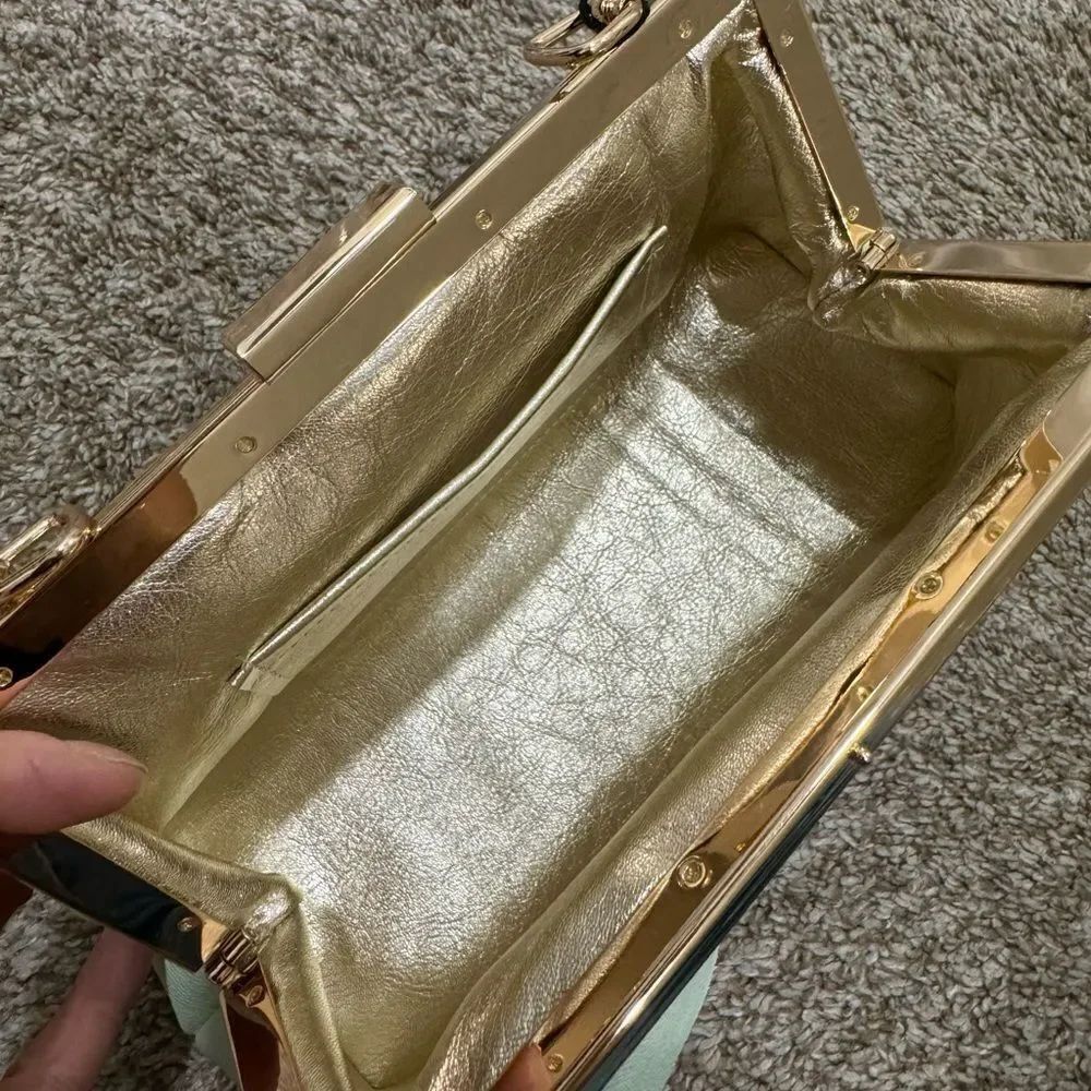 Genuine Leather Handmade Unique Asymmetrical Ruffles Frame Clutch Bag/Crossbaody - Picture 14 of 16
